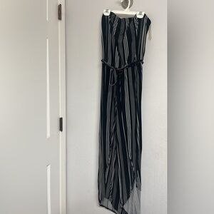 Black and White Striped Jumpsuit